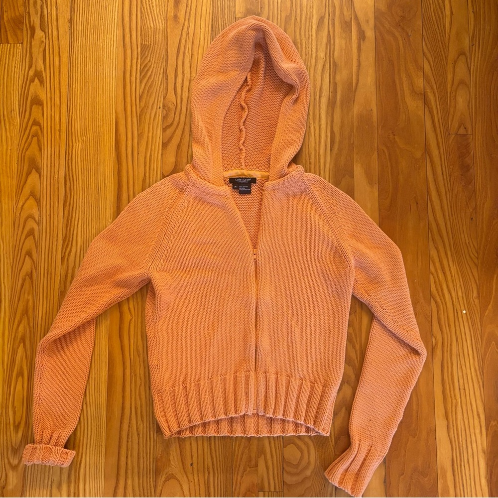Vintage Karen Kane 100% Cotton Zip Up Cardigan - Soft Orange - Size M